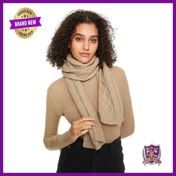 Chunky Cable Knit Winter Scarf - Extra Long Warm Wrap for Cold Weather - Picture 2 of 8